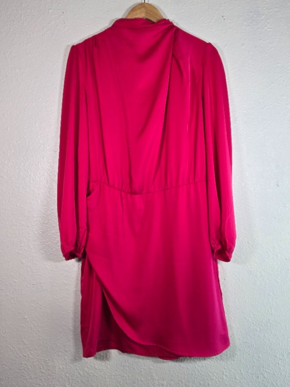 High Asymmetric Neck Long Sleeve Mini Dress